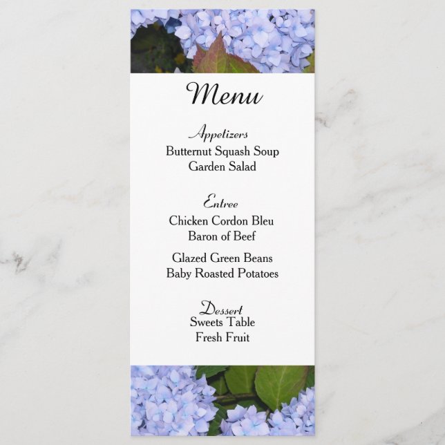 Carte de menu Mariage Purple Hydrangeas (Devant)