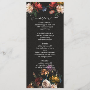Carte de menu Mariage Rembrandt Floral Dark & Mood