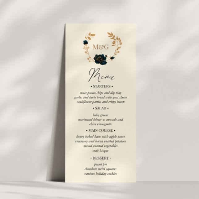 Carte de menu Mariage Rose Watercolor Gold (Créateur téléchargé)