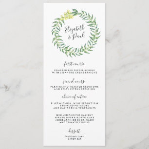 Carte de menu Mariage roses et olives