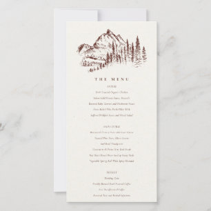 Carte de menu Mariage Rust Pine Woods Mountain Ske