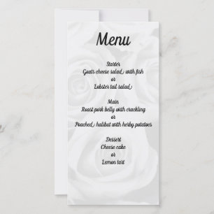 Carte de menu Mariage simple personnalisée