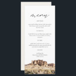 Carte de menu Mariage SUPERSTITION MOUNTAIN Waterc<br><div class="desc">Ce menu comporte une aquarelle de Superstition Mountain associée à une simple combinaison de polices. Ce menu est parfait pour votre destination ou aventure mariage ou événement à thème du désert.</div>