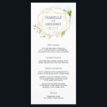 Carte de menu Mariage Terrarium<br><div class="desc">Notre menu mariage chic jardin vous propose vos entrées, entrées et desserts en lettres élégantes, avec vos noms et votre date de mariage encerclés par une bordure géométrique dorée agrémentée d'une aquarelle verte luxuriante. Coordonnées avec notre collection de mariage Terrarium. Utilisez les champs modèle pour ajouter les informations de votre...</div>