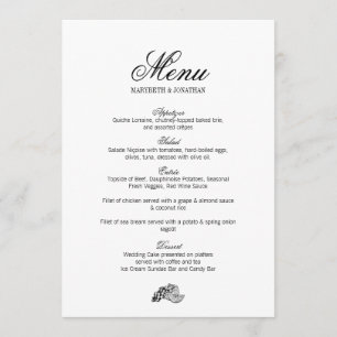 Carte de menu Mariage Toile & Calligraphie