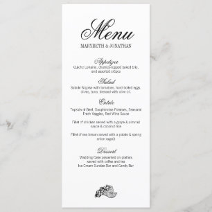 Carte de menu Mariage Toile & Calligraphie