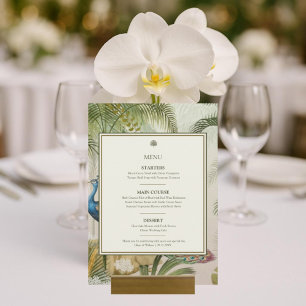 Carte de menu Mariage Tropical Peacock Palm 5x7