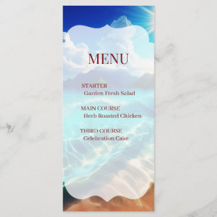 Carte de Menu Mariage Tropical Plage Arrondie