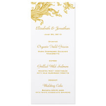 Carte de menu Mariage Victorian Gold Sweep