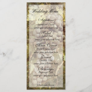 Carte de menu Mariage Vineyard Winery