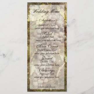 Carte de menu Mariage Vineyard Winery
