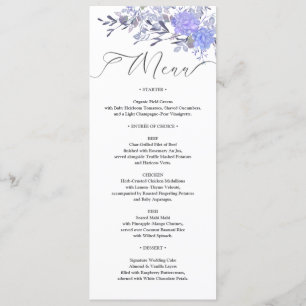 Carte de menu Mariage vintage Watercolor Floral