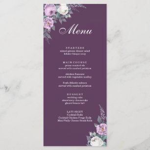 Carte de menu Mariage violet foncé