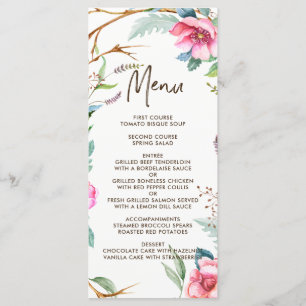 Carte de menu Mariage Wreath Watercolor Whimsical