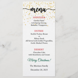 Carte de menu, Menu de Noël, Dîner, Déjeuner