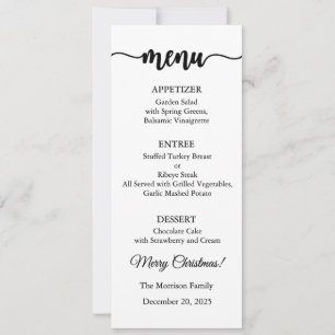 Carte de menu, Menu de Noël, Dîner, Déjeuner