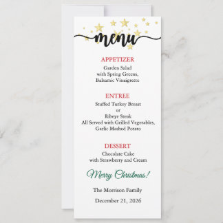Carte de menu, Menu de Noël, Dîner, Déjeuner