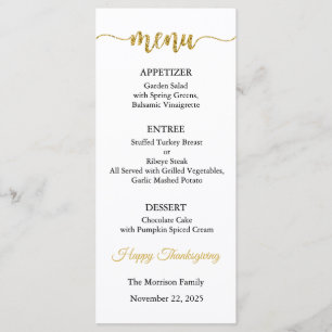 Carte de menu, Menu de Thanksgiving, Dîner, Déjeun