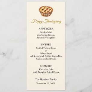 Carte de menu, Menu de Thanksgiving, Dîner, Déjeun