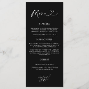 Carte de menu minimal pour réception de dîner form