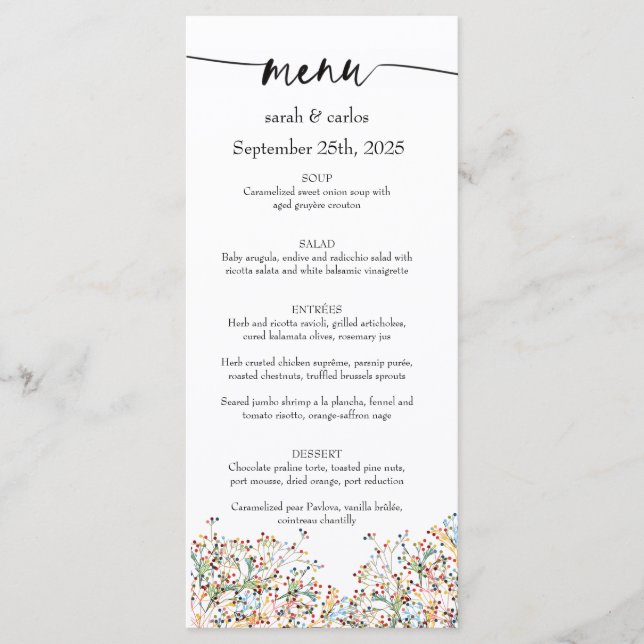 Carte de menu minimaliste élégante (Devant)