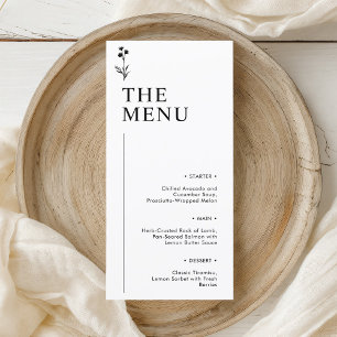 Carte de menu minimaliste Mariage noir et blanc