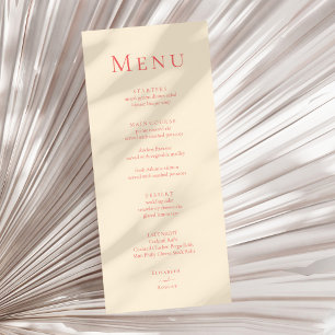 Carte de menu minimaliste moderne de corail doux
