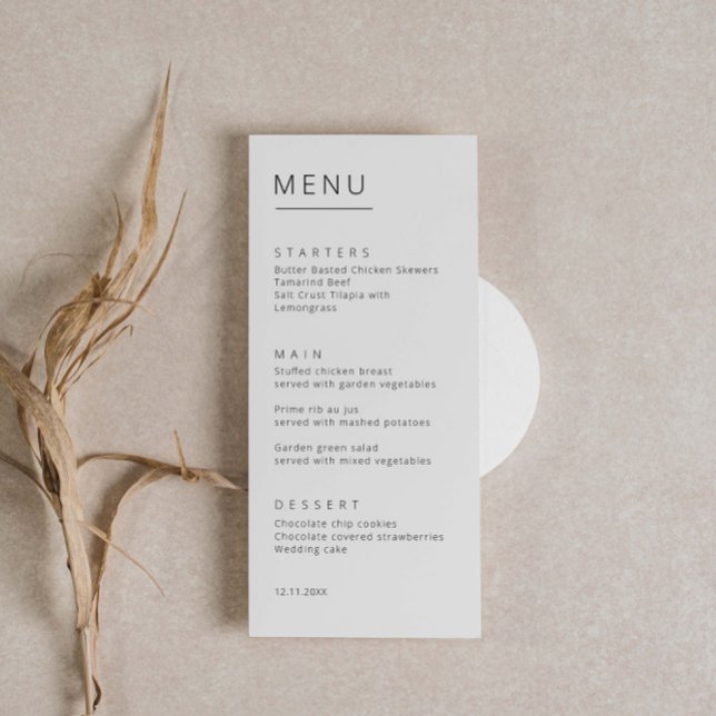 Carte de menu Minimaliste Simple Font Wedding (Créateur téléchargé)