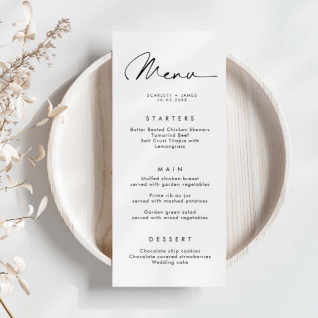 Carte de menu minimaliste simple Mariage (Créateur téléchargé)