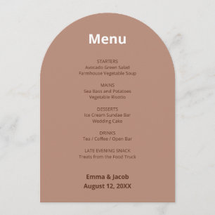 Carte de menu Mocha Brown Modern Mariage