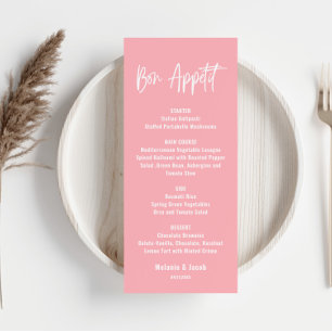 Carte de menu moderne Blush Pink Plat