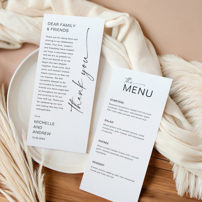 Carte de menu moderne et message de remerciement (Créateur téléchargé)