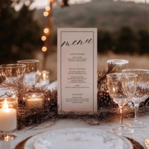 Carte de menu moderne Mariage noir et blanc