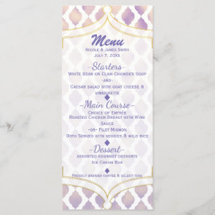 Carte de menu moderne marocaine or et blanc