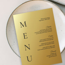 Carte de menu moderne Ombre Gold Mariage 5x7"