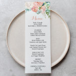 Carte de menu moderne Pink Blush Tropical Floral D<br><div class="desc">Cette carte de menu moderne rose vif à la floraison tropicale est parfaite pour un mariage de destination. Le design est joliment peint à la main, blanc, rose, des fleurs vertes aux feuilles verts, représentant grâce et élégance. Ce menu peut être utilisé pour une réception de mariage, un dîner de...</div>
