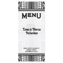Carte de menu noir et blanc Tribal Urbain Moderne