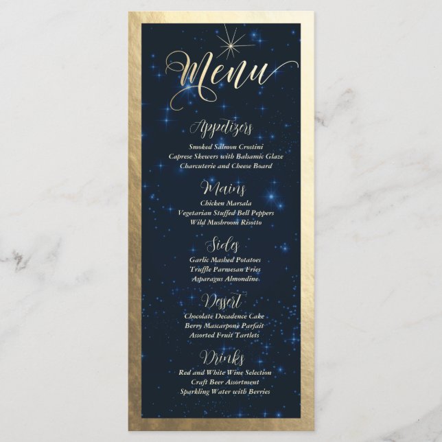 Carte de menu Nuit étoilée céleste (Devant)