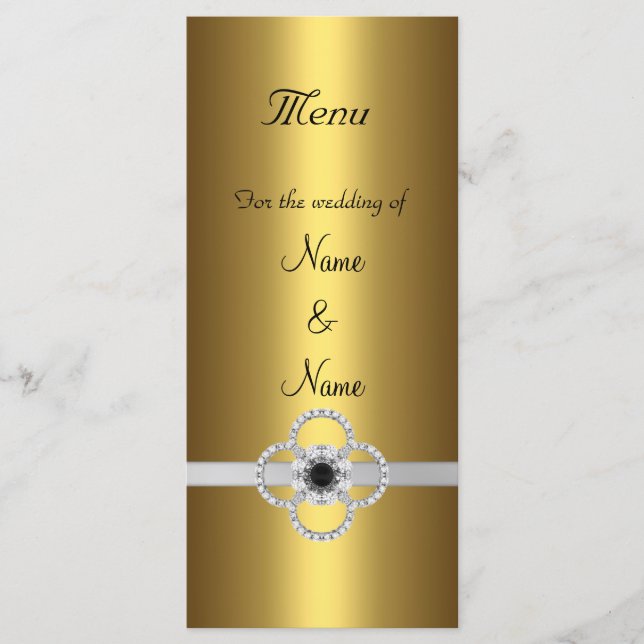 Carte de Menu Or Argent Noir Présentoir à Bijoux (Devant)