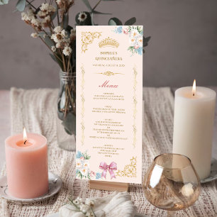 Carte de menu personnalisée Quinceanera Couronne é
