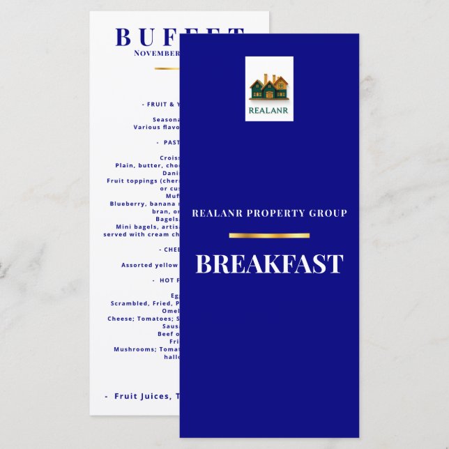 Carte de menu petit-déjeuner d'entreprise logo élé (Devant / Derrière)