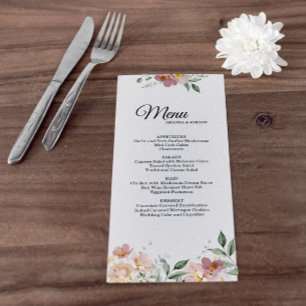 Carte de menu Pink and Mauve Vintage Floral Mariag
