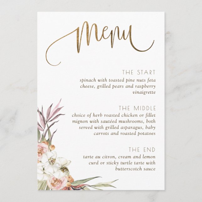 Carte de Menu/Place Élégante Feuilles de Palmier S (Devant)