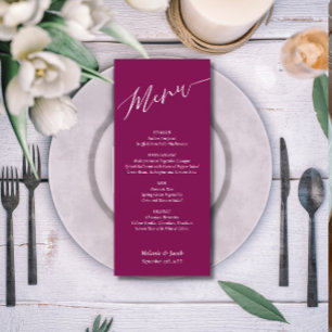Carte de menu plat Mariage rouge Bourgogne