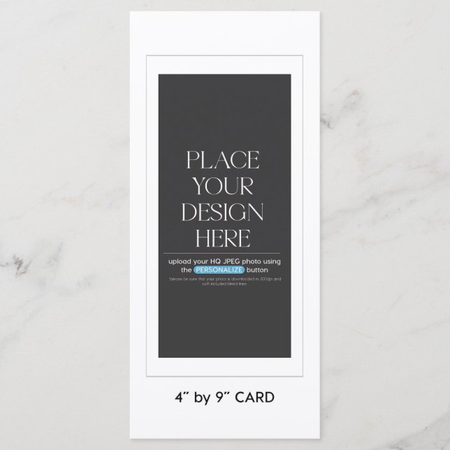 Carte de menu plat personnalisée - 4x9 pouces (Devant)