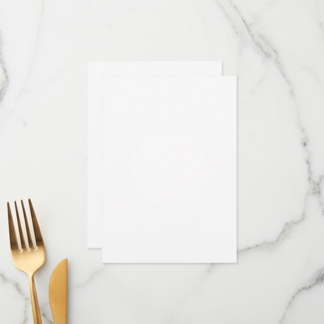 Carte de menu plate 11,4 cm x 15,9 cm (Devant/Arrière en situation)