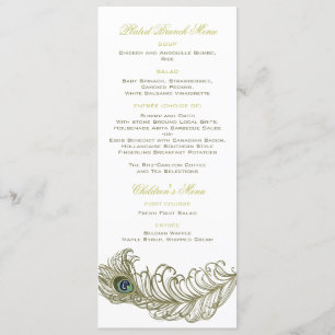 Carte de menu Plumes de paon Whimsical
