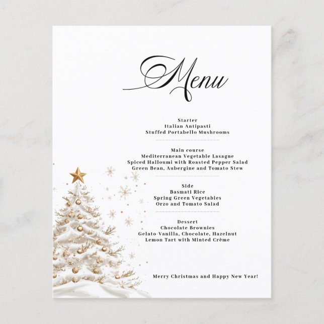 Carte de menu pour arbre de Noël en papier, budget (Devant)