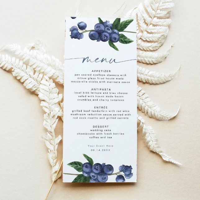 Carte de menu pour Baby Shower à thème Myrtille (Créateur téléchargé)