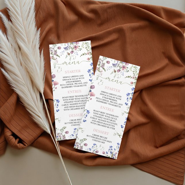 Carte de menu pour Baby Shower Fleur Sauvage (Créateur téléchargé)